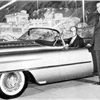 GM personnel, Don Ahrens (seated) and James Roche, posed with the 1953 Le Mans for this publicity photo.