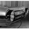 Ford La Galaxie, 1958 - A single-piece bumper joins what stylists envision as two high-intensity fog-piercing lamps. The license plate is set into the grille, wich could also house horisontal headlights for normal driving.