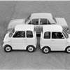 Two Ford Comutas next to a Cortina at a Ford Research centre in Dunton, Essex. 1967 - Photo: Wesley/Keystone/Getty Images