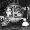 A car of totally new design, the automodul, driven by its designer J. P. Ponthieu, at the opening of the first Racing Car and Cycle show in Paris. 21st February 1970 - Photo: Keystone/Getty Images
