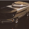 ... you'll see that the yacht's pointed nose serves two functions: It provides the aerodynamic styling that a machine of this size demands and it allows for the four lounge seats up front to be arranged at a 45-degree angle to the axis of the vehicle, thus saving considering interior space.