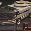 For night driving, the yacht's front lighting consists of two swing-down iodine quartz lamps, plus four normal high/low/intermediate lights, which are folded back when off, swinging out against adjustable stops (for proper aiming) when the sliding cover door is activated. In addition, a front-scanning infrared lamp produces a wide-angle fan of radiation, for pickup on the yacht's console-mounted TV screen. What you see in the monitor is an infrared-filter view of the roadway.
