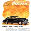 Pontiac Streamliner Sedan-Coupe Ad (September, 1947): Farther in a minute... farther in a day!