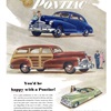 Pontiac Streamliner Sedan-Coupe/Streamliner Station Wagon/Torpedo Convertible Ad (May, 1947): You'd be happy with a Pontiac!