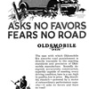 Oldsmobile Six DeLuxe Coach Ad (April, 1926): Asks no favors, fears no road