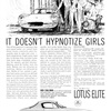 Lotus Elite Coupe Ad (1963) - It doesn't hypnotize girls