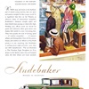 Studebaker President Eight Brougham for Five Ad (May, 1929): The Yacht and Motor Boat Galleries at the Harvard-Yale Boat Races. New London - Illustrated by Harry Laverne Timmins