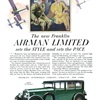 Franklin Airman Limited Ad (October-December, 1928): Sedan Five Passengers - Illustrated by Raymond Thayer