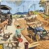 1916 Chevrolet: Lincoln Highway—First from Coast to Coast - Calendar illustration by Kenneth Riley