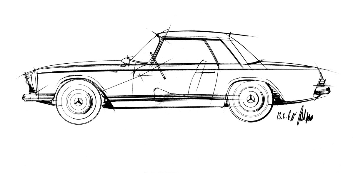 Mercedes-Benz 230SL, 1963 - The curve of the Coupé roof, designed by Paul Bracq, was reminiscent of an oriental temple roof garnering it the nickname “Pagoda”