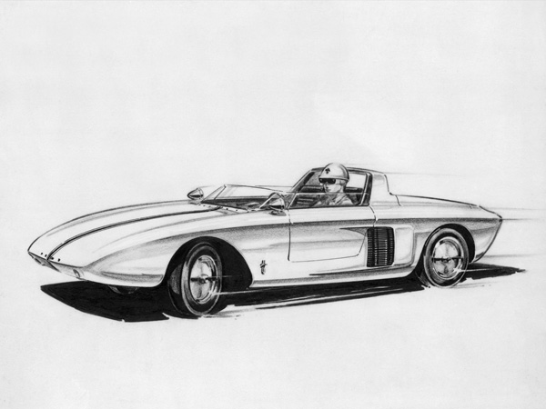 Ford Mustang I, 1962 - Styling sketch