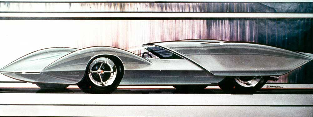 X1000 Corvair SuperGT Low Roof Aerodynamic Coupe race car - Roy Lonberger - Sketch selected by Mitchell