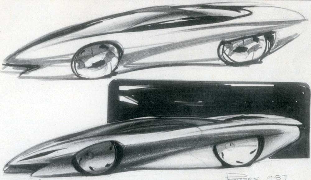 Pontiac Banshee Concept, 1988 - Design sketches