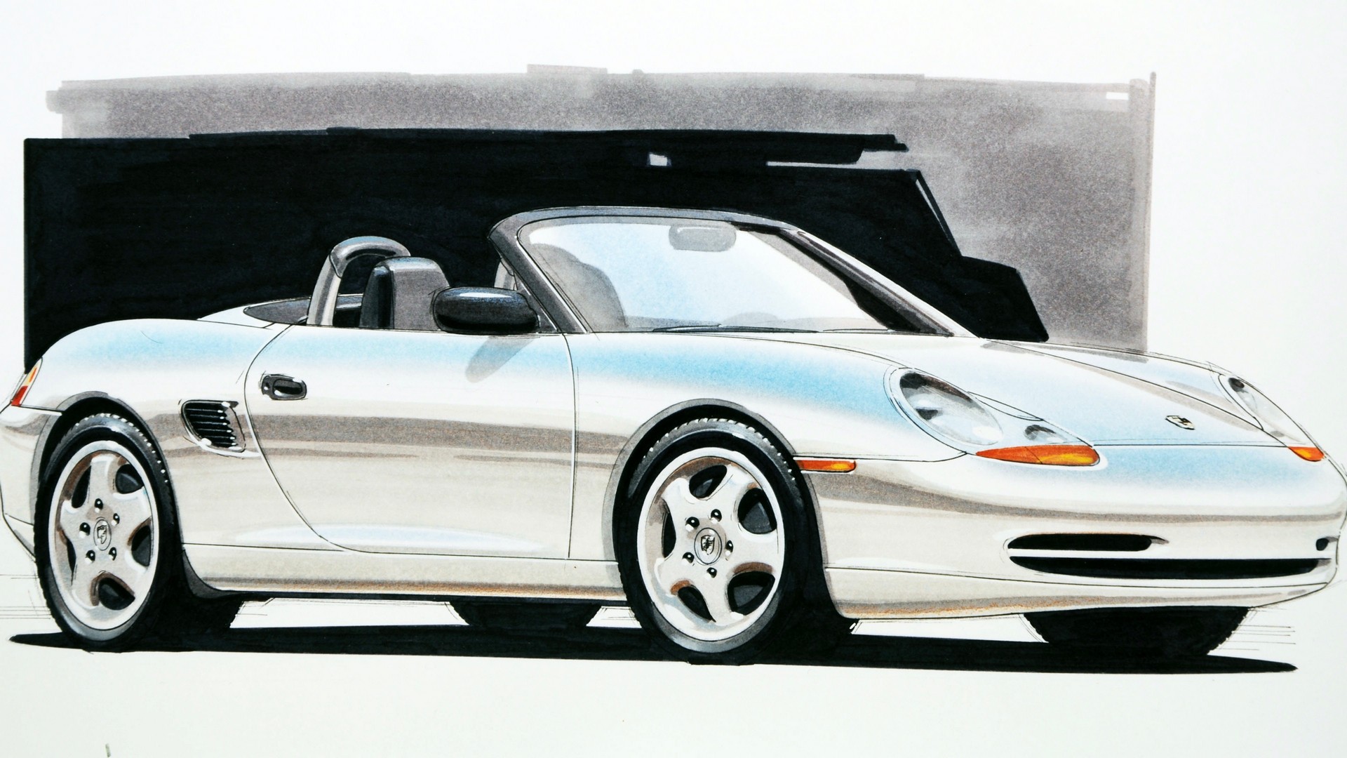 Porsche 986 Boxster, design sketch, 1992