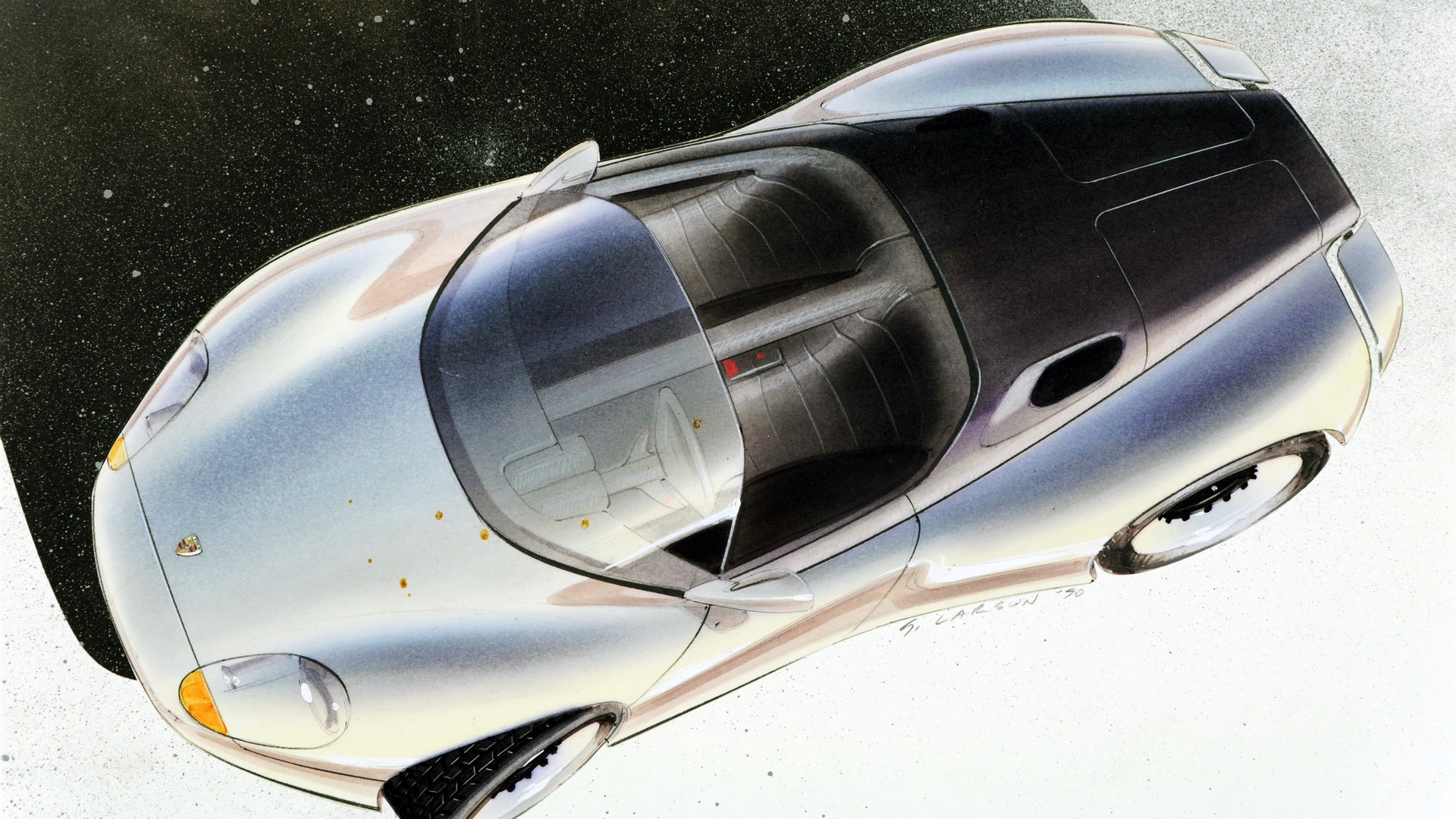 Porsche 986 Boxster, design sketch, 1992