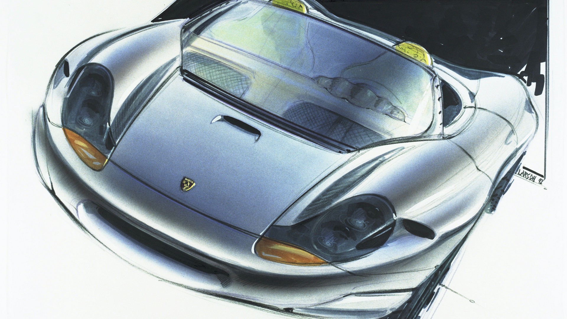 Porsche 986 Boxster, design sketch, 1992