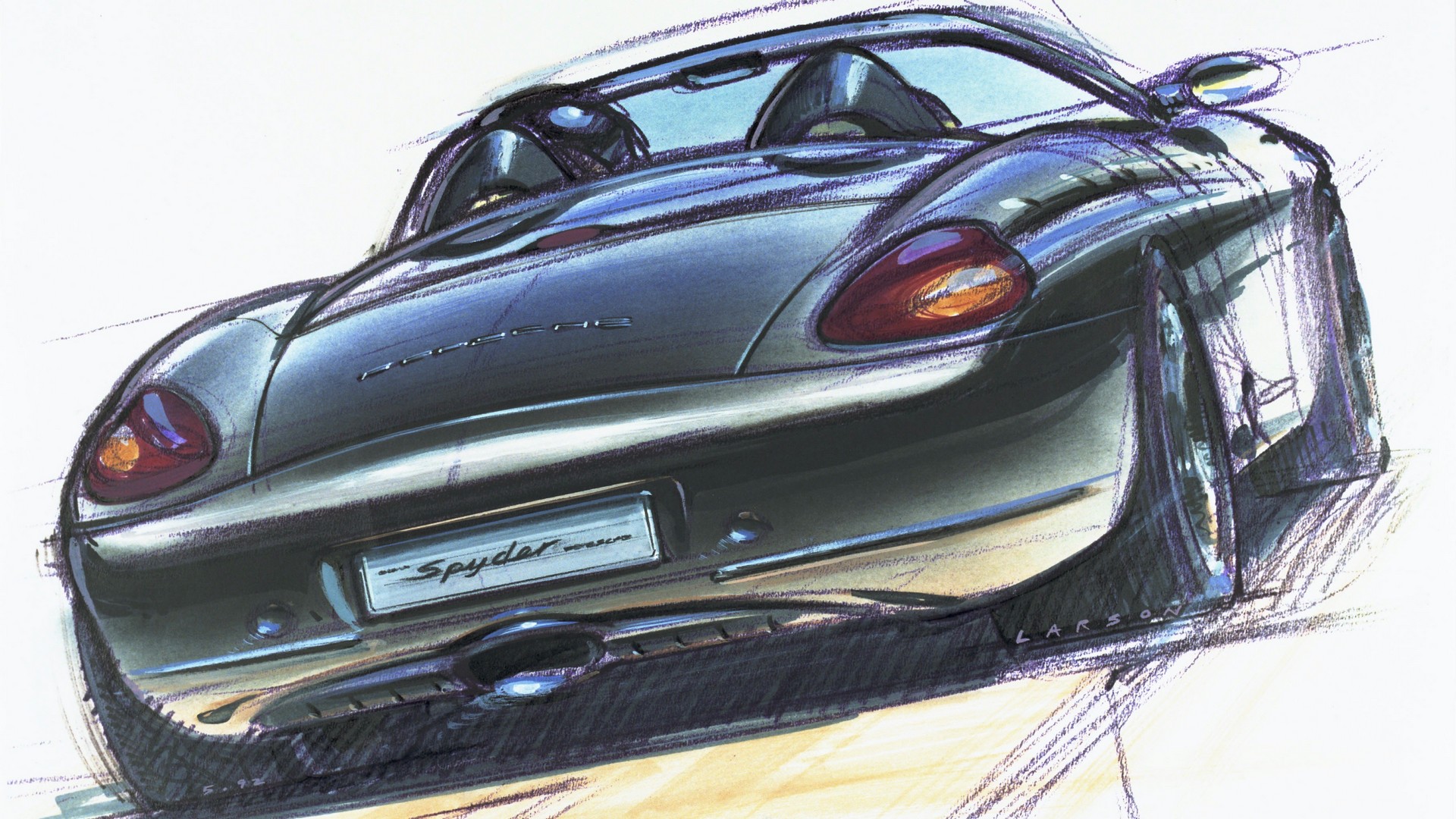 Porsche 986 Boxster, design sketch, 1992