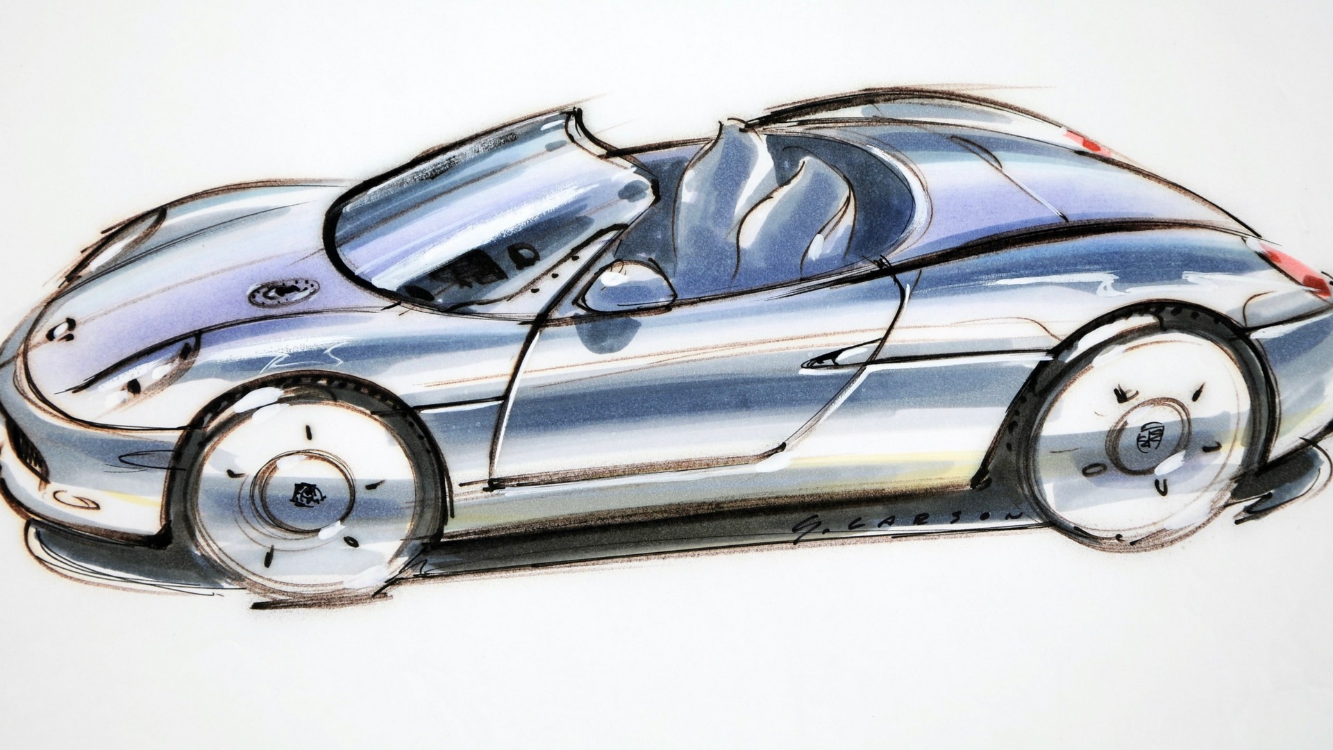 Porsche 986 Boxster, design sketch, 1992