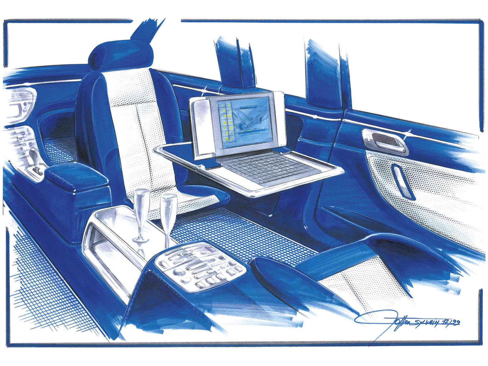 Peugeot 607 Paladine Concept (Heuliez), 2000 - Design Sketch - Interior