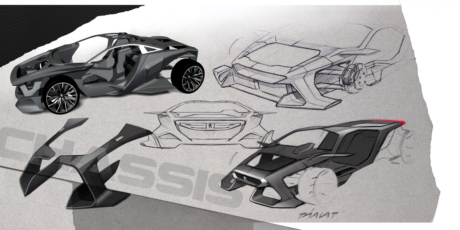 Peugeot Onyx, 2012 - Frame Structure 3D Rendering