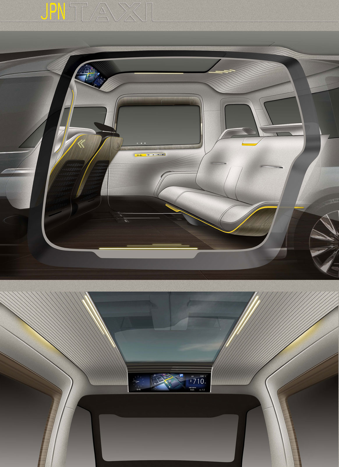 Toyota JPN Taxi Concept, 2013 - Interior Design Sketch