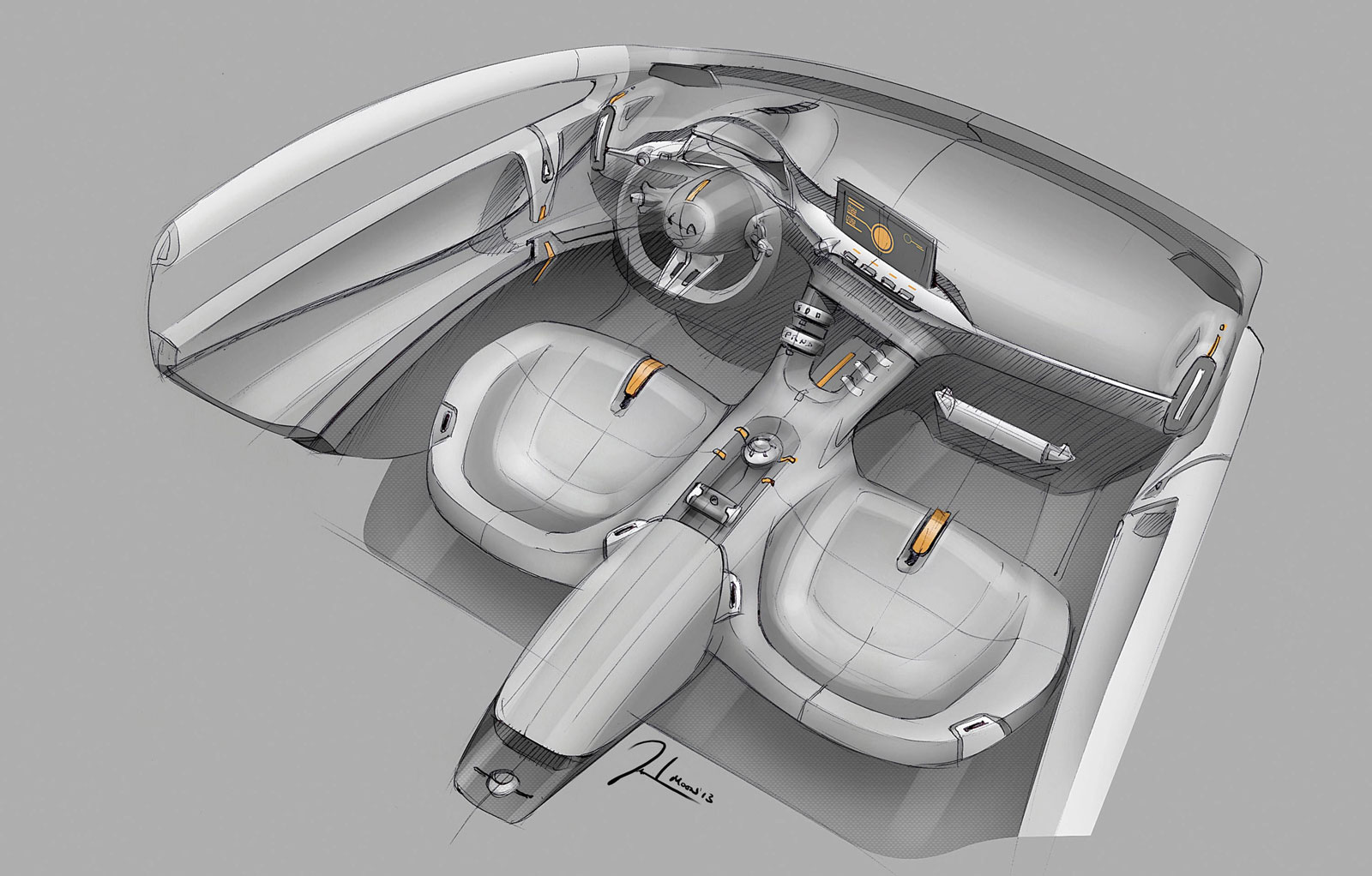 Kia Niro, 2013 - Interior Design Sketch