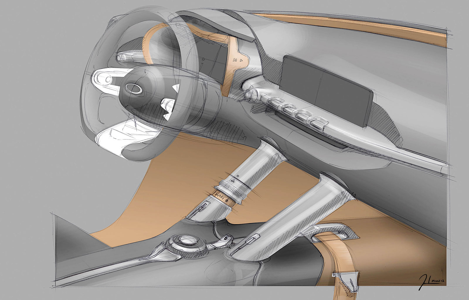 Kia Niro, 2013 - Interior Design Sketch
