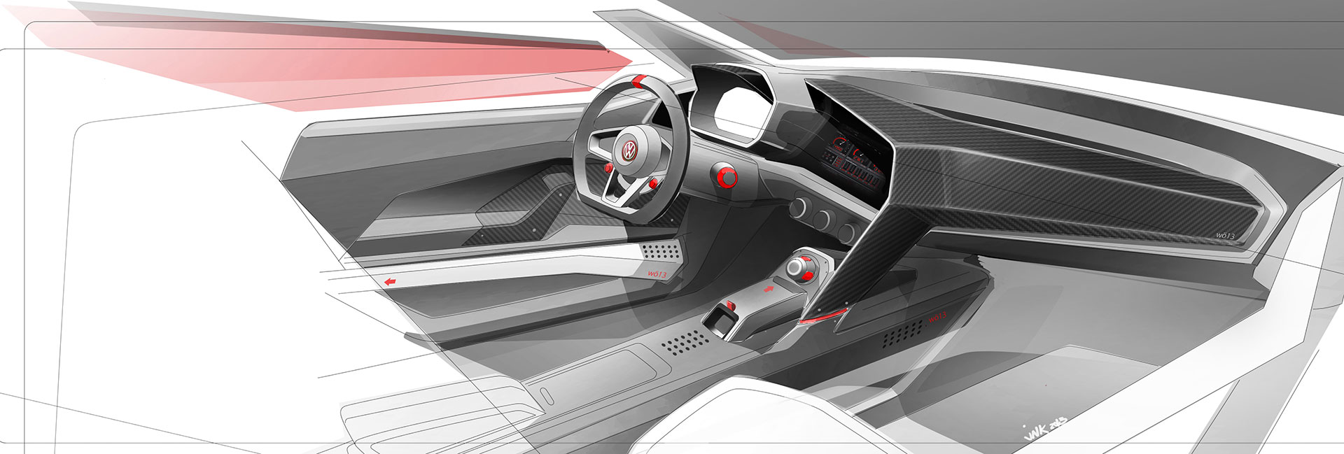 Volkswagen Design Vision GTI, 2013 - Interior Design Sketch