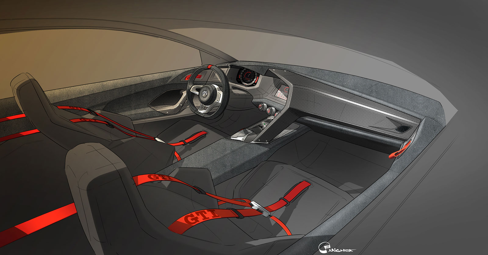 Volkswagen Design Vision GTI, 2013 - Interior Design Sketch
