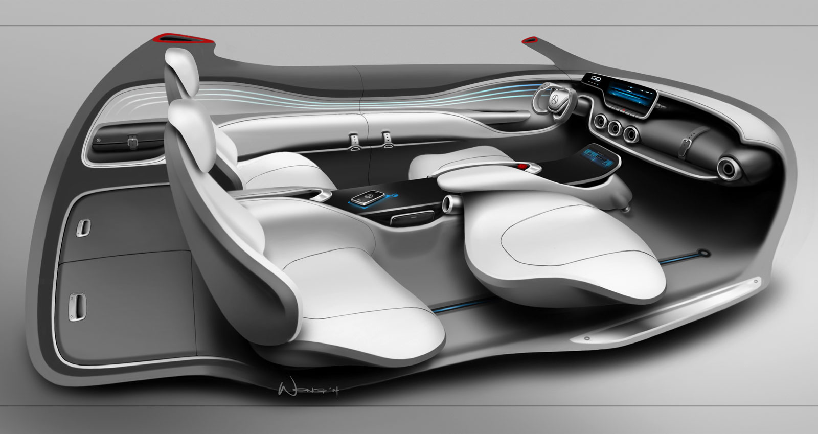 Mercedes-Benz G-Code Concept, 2014 - Interior Design Sketch