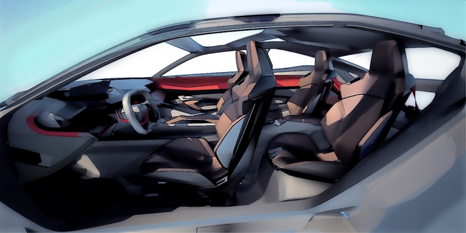 Peugeot Quartz Concept, 2014 - Interior Design Sketch
