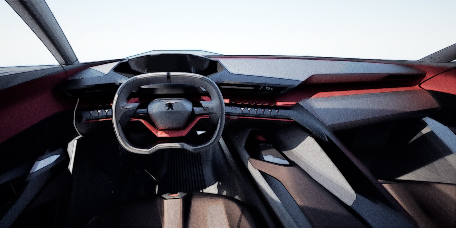 Peugeot Quartz Concept, 2014 - Interior Design Sketch