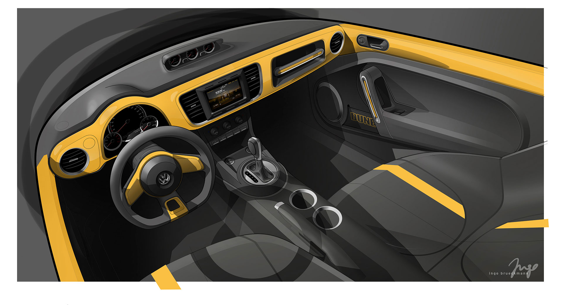 Volkswagen Beetle Dune, 2014 - Interior Design Sketch