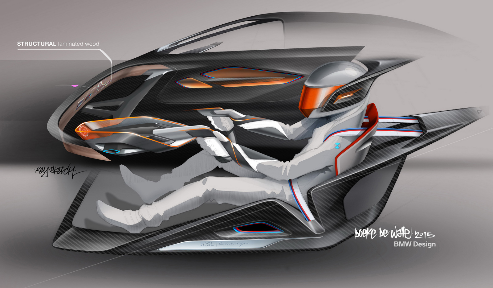 BMW 3.0 CSL Hommage R Concept, 2015 - Design Sketch