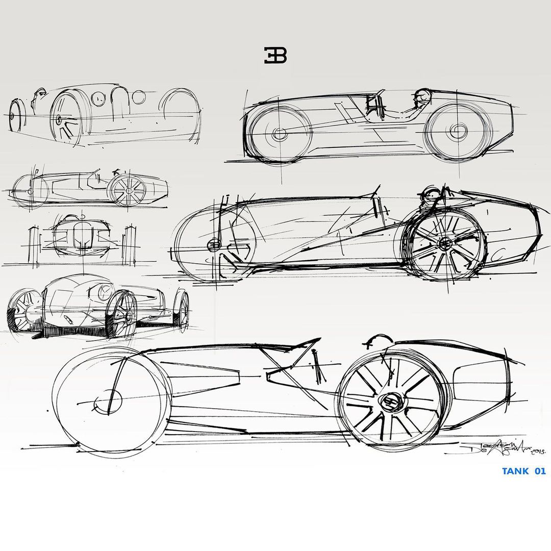 Bugatti Type 35D – Design Sketch by Tancredi De Aguilar, 2013