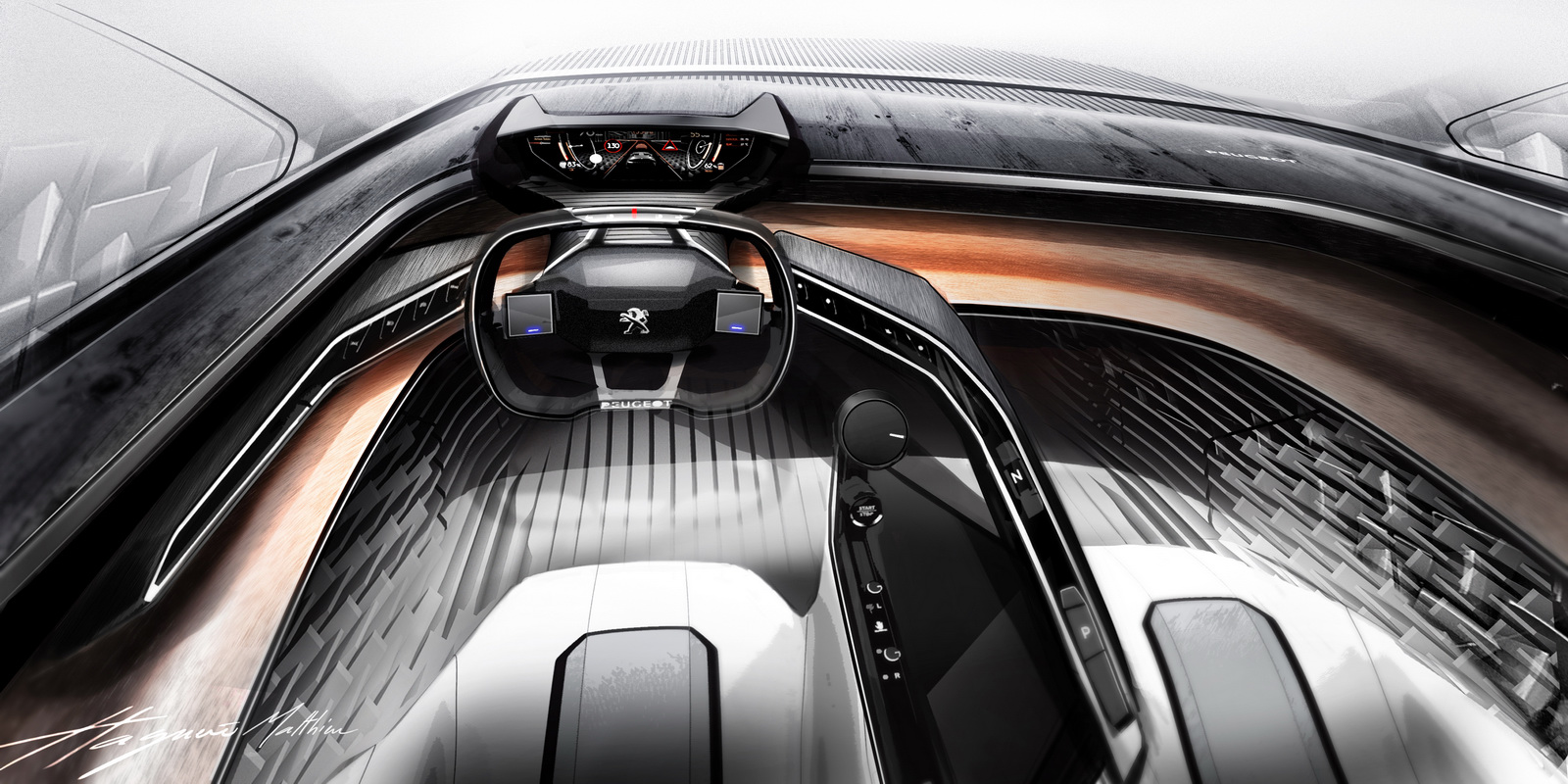 Peugeot Fractal Concept, 2015 - Interior Design Sketch