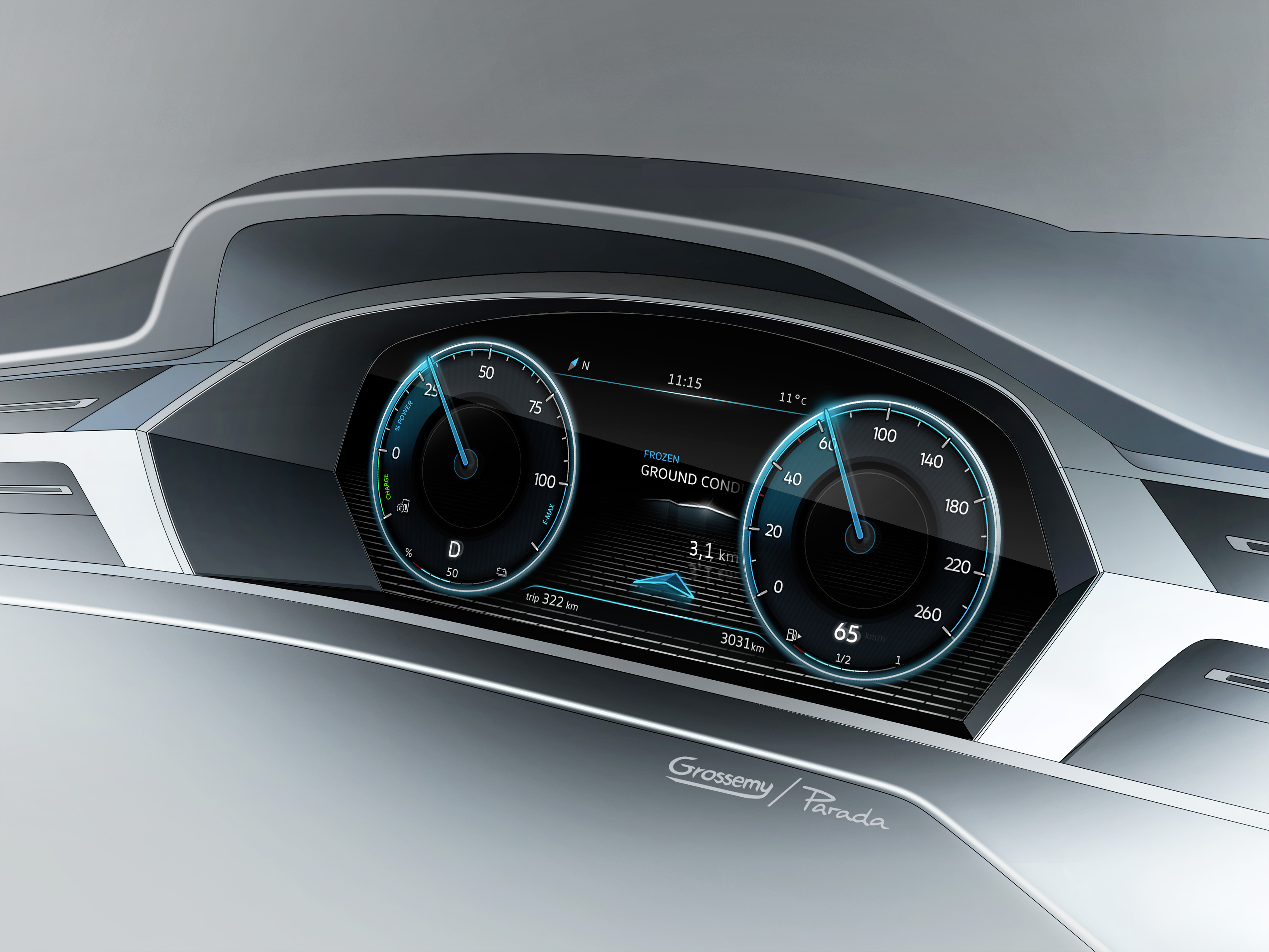 Volkswagen Sport Coupe Concept GTE, 2015 - Interior Design Sketch