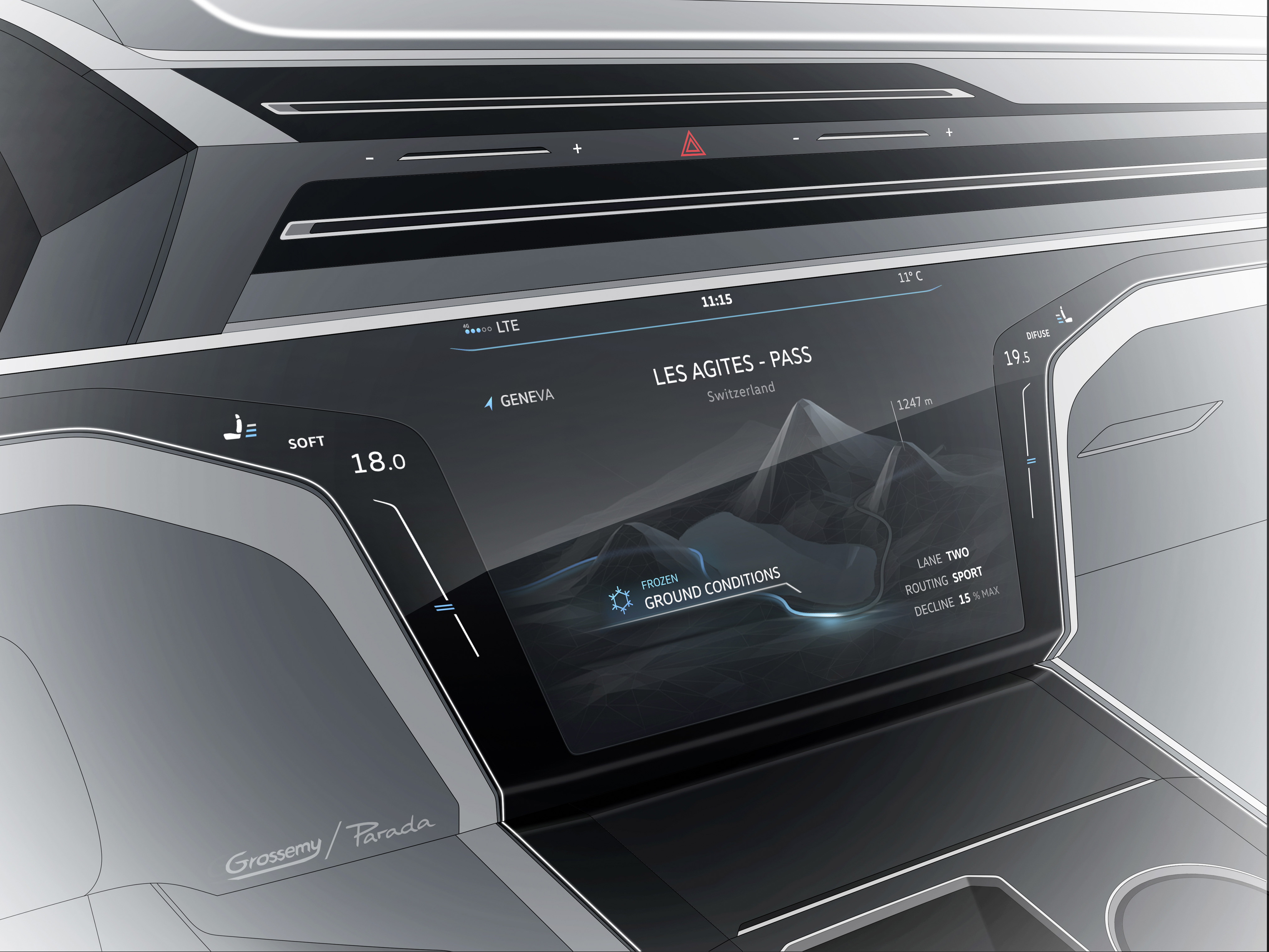 Volkswagen Sport Coupe Concept GTE, 2015 - Interior Design Sketch