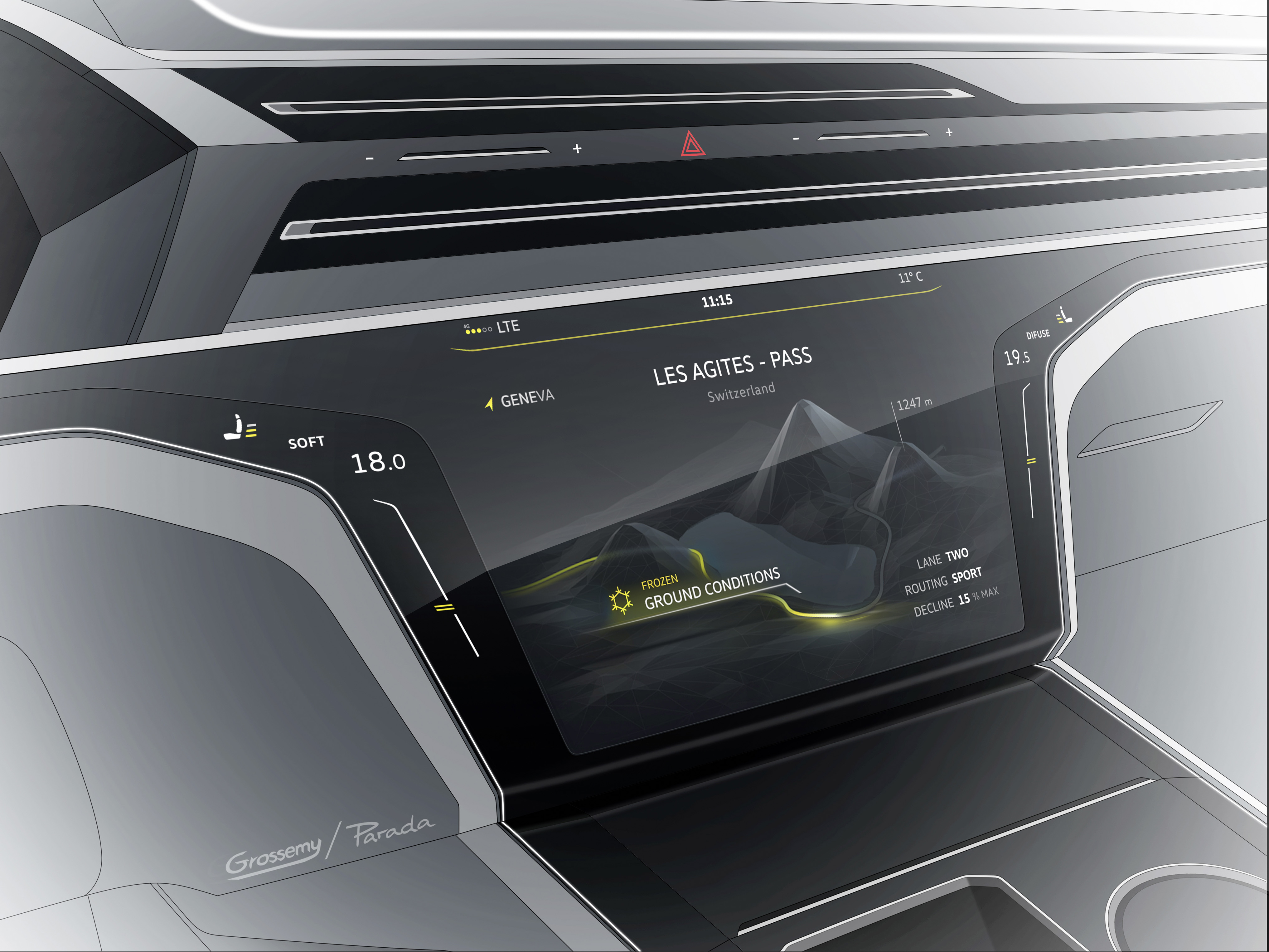 Volkswagen Sport Coupe Concept GTE, 2015 - Interior Design Sketch