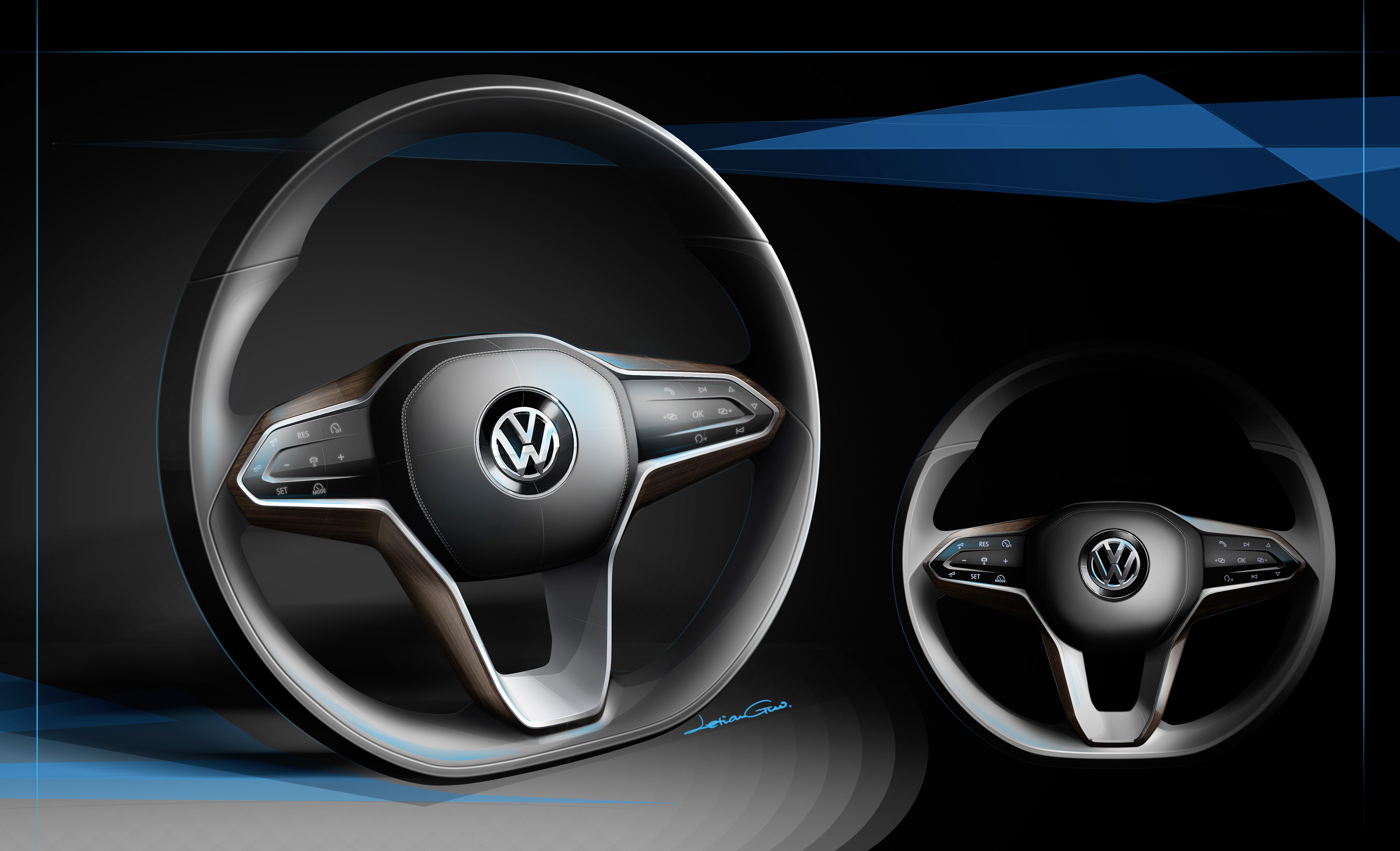 Volkswagen Sport Coupe Concept GTE, 2015 - Interior Design Sketch