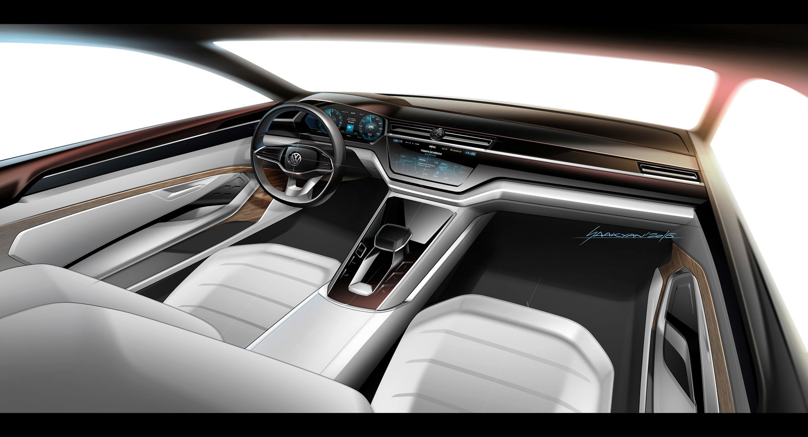 Volkswagen C Coupe GTE Concept, 2015 - Interior Design Sketch