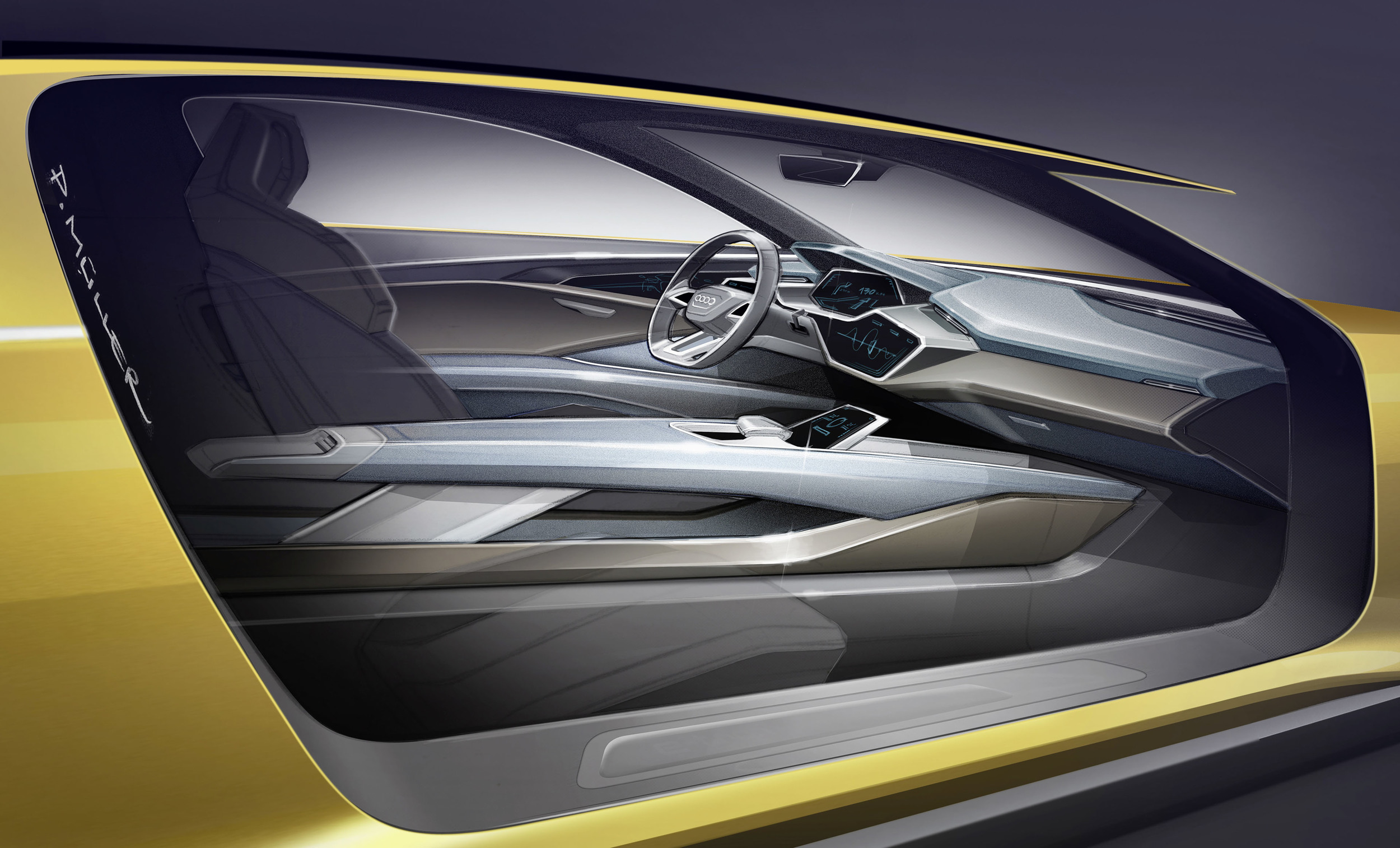 Audi H-Tron Quattro Concept, 2016 - Interior Design Sketch