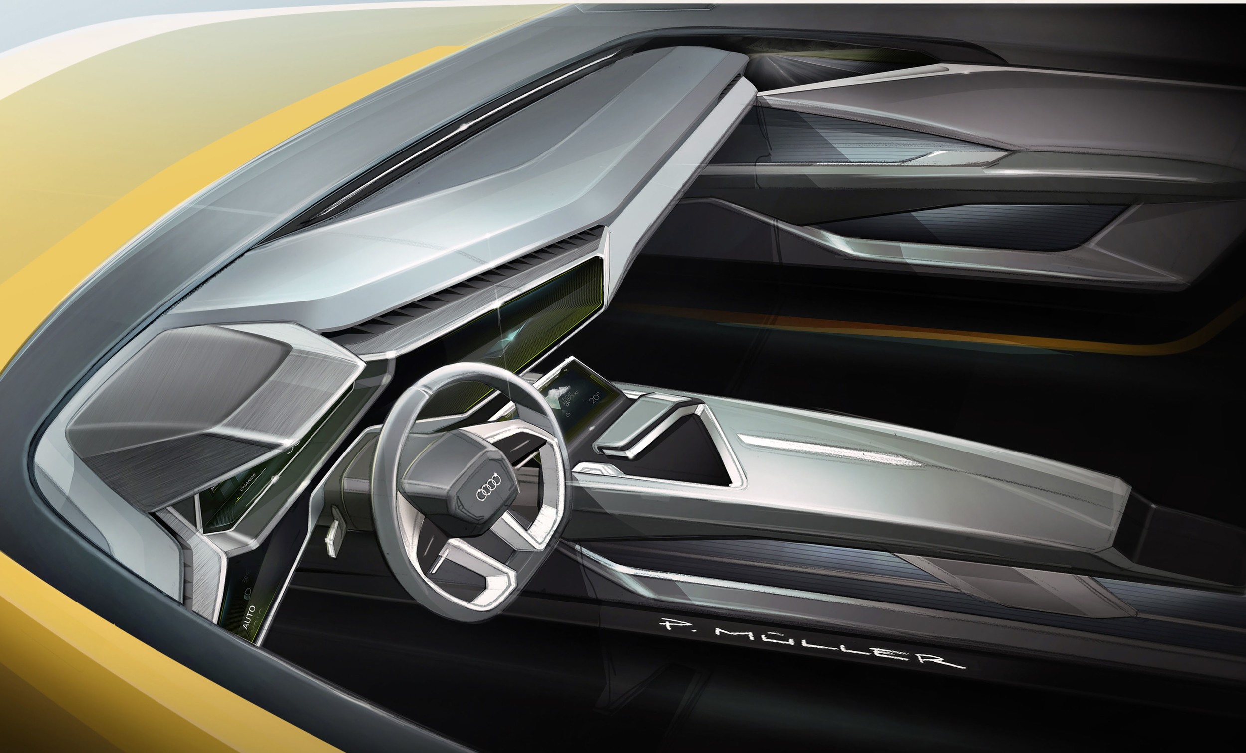Audi H-Tron Quattro Concept, 2016 - Interior Design Sketch
