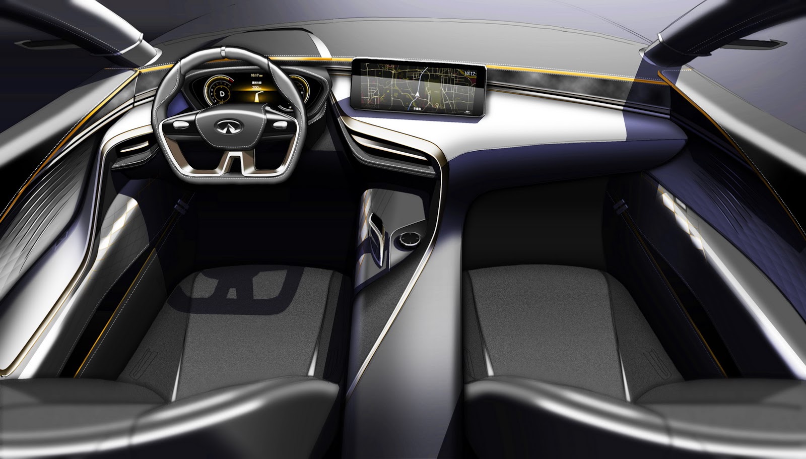 Infiniti QX Sport Inspiration Concept, 2016 - Interior Design Sketch