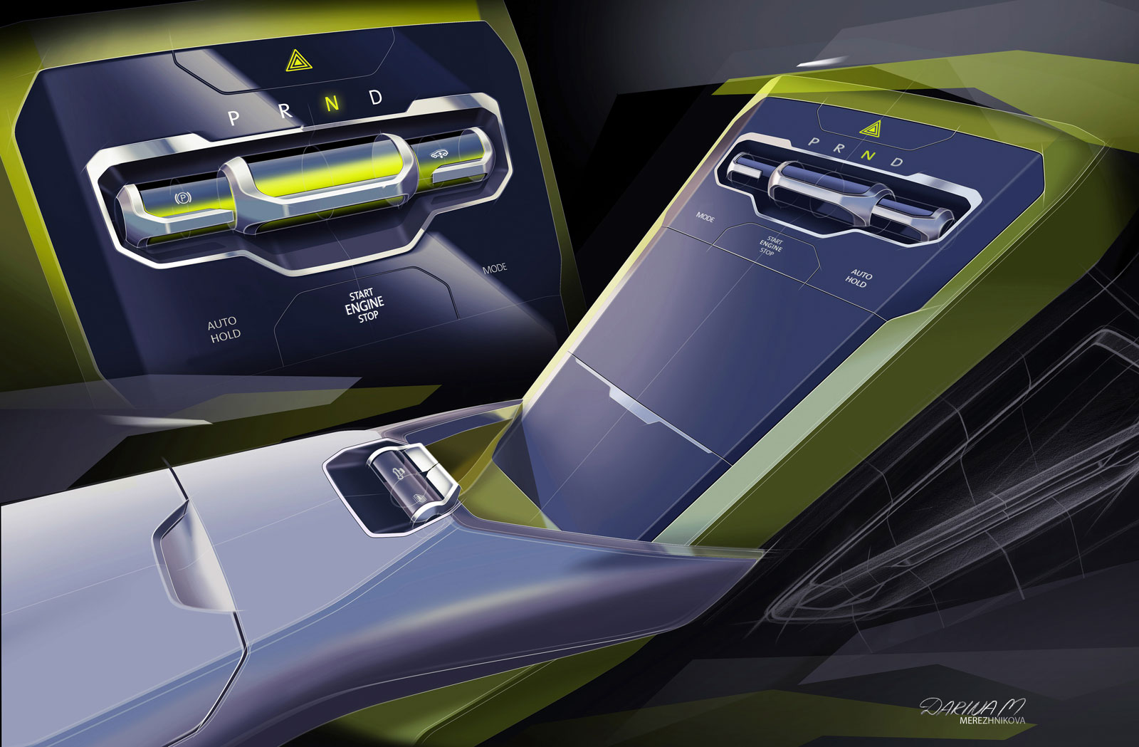 Volkswagen T-Cross Breeze Concept, 2016 - Interior Design Sketch