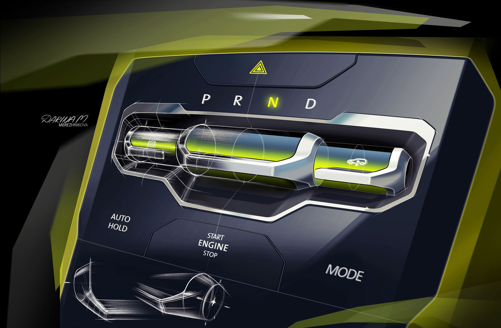 Volkswagen T-Cross Breeze Concept, 2016 - Interior Design Sketch
