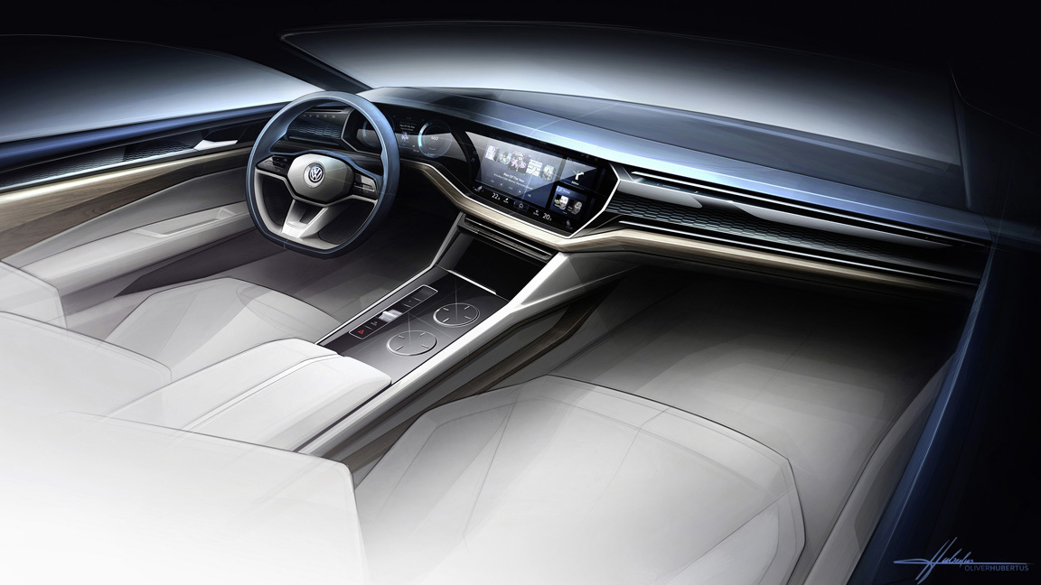 Volkswagen T-Prime Concept GTE, 2016 - Interior Design Sketch