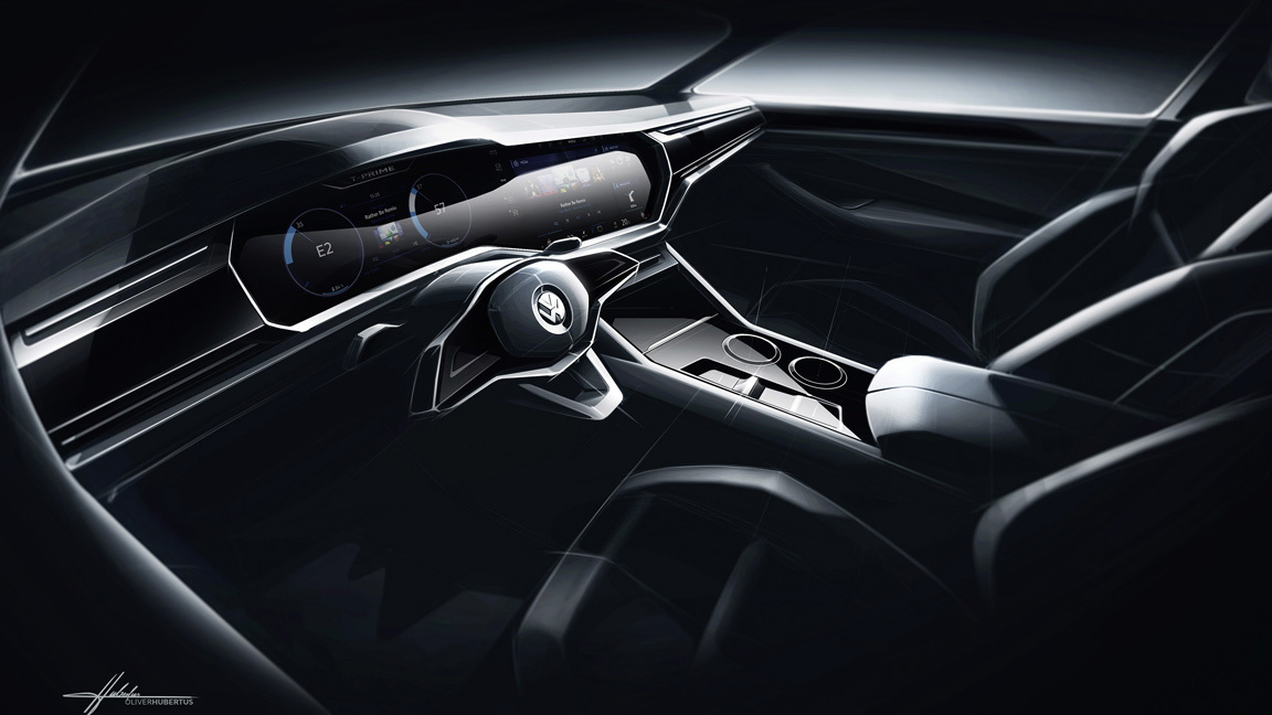 Volkswagen T-Prime Concept GTE, 2016 - Interior Design Sketch