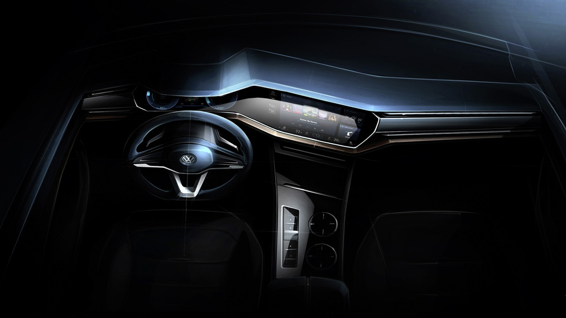 Volkswagen T-Prime Concept GTE, 2016 - Interior Design Sketch