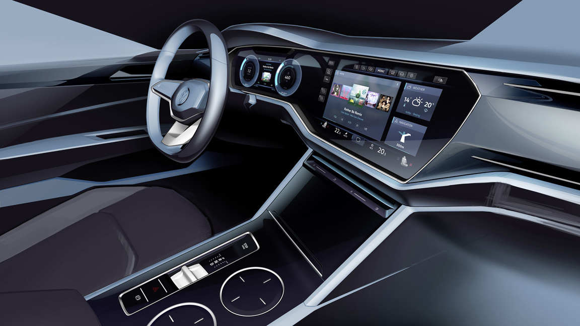 Volkswagen T-Prime Concept GTE, 2016 - Interior Design Sketch